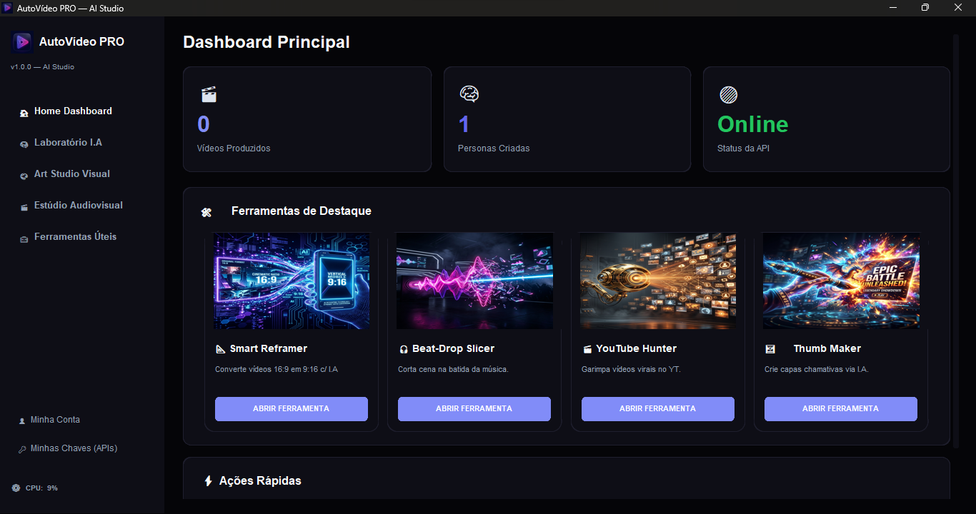 Painel Principal — AutoVídeo PRO